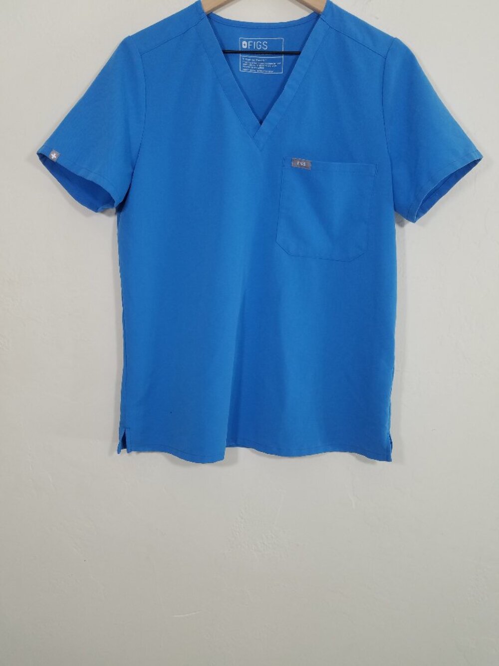 Figs Technical Collection Scrub Shirt Top Blouse Short Sleeves Blue Size M
